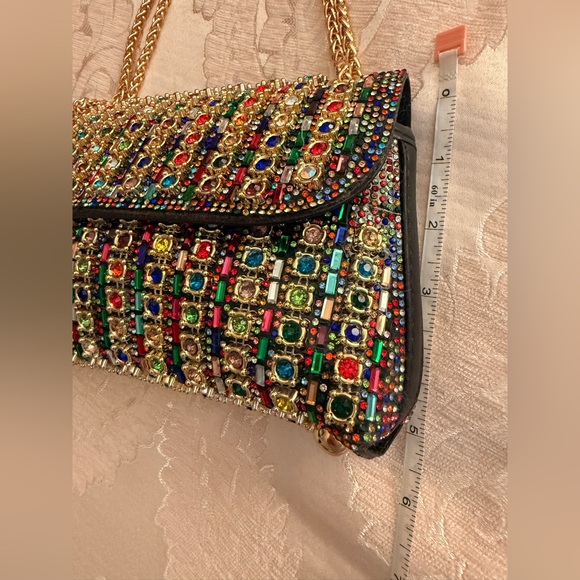 Alessi Colorful Beaded bag  with Gold Chain - Picture 10 of 10